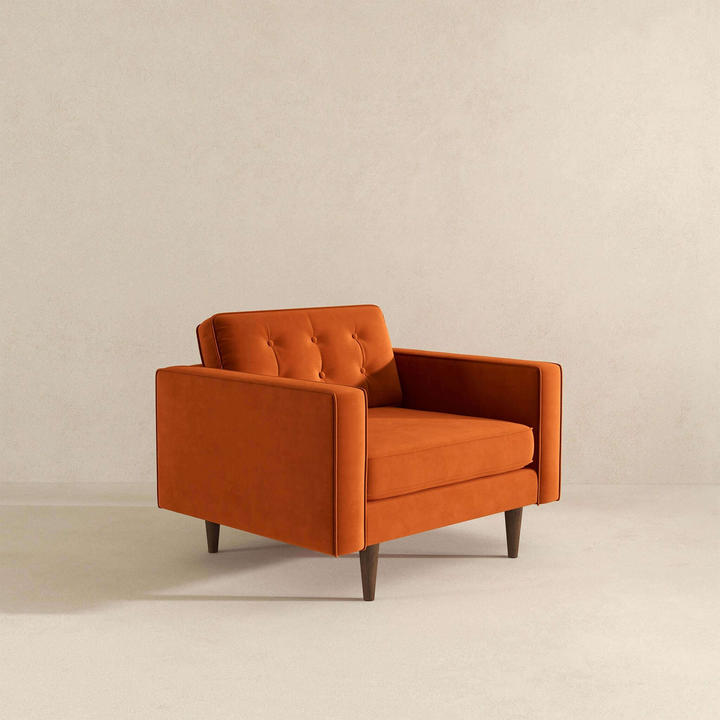 Casey Burnt Orange Velvet Lounge Chair Image.