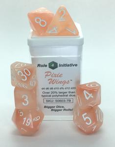 Pixie Wings w/ White Numbers 7-Dice Set RPG DND Dice