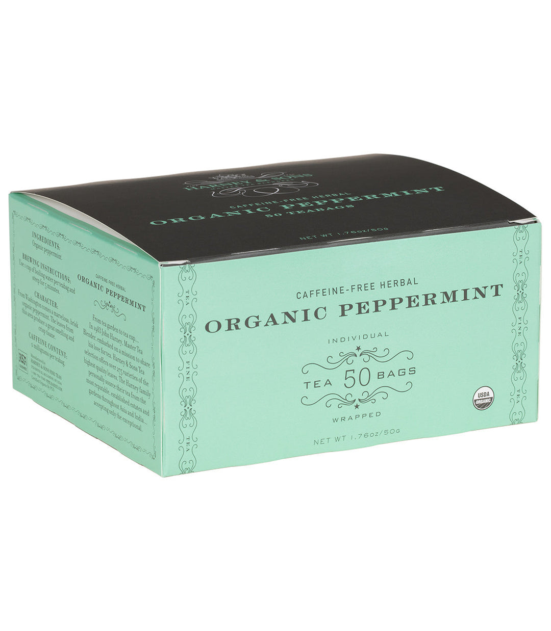 Organic Peppermint Herbal Tea Box of 50 Wrapped Teabags