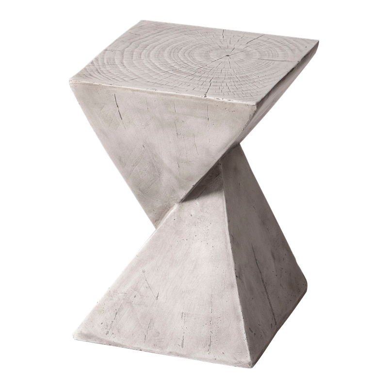 LeisureMod Glint Collection Fiberglass Outdoor Side Table in Marble White