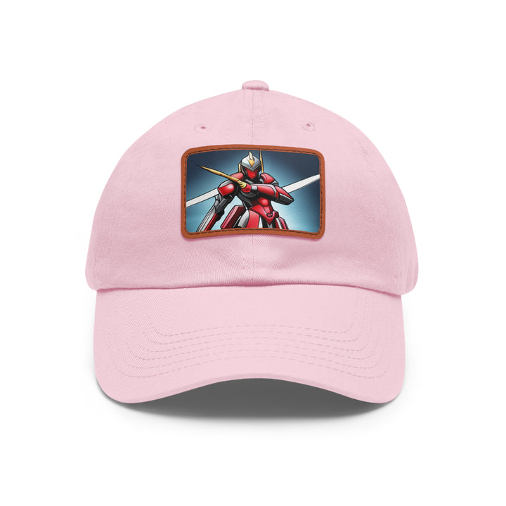 Robot Warrior Dad Hat with Leather Patch (Rectangle)