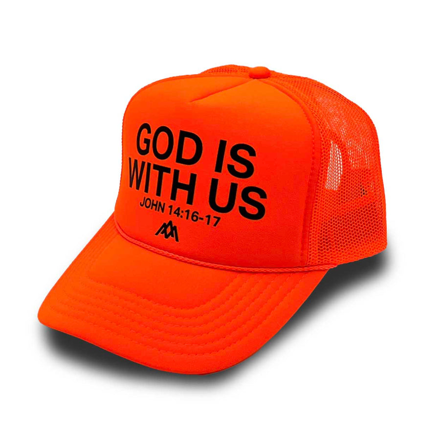 God is With Us Foam Trucker Hat - Neon Orange