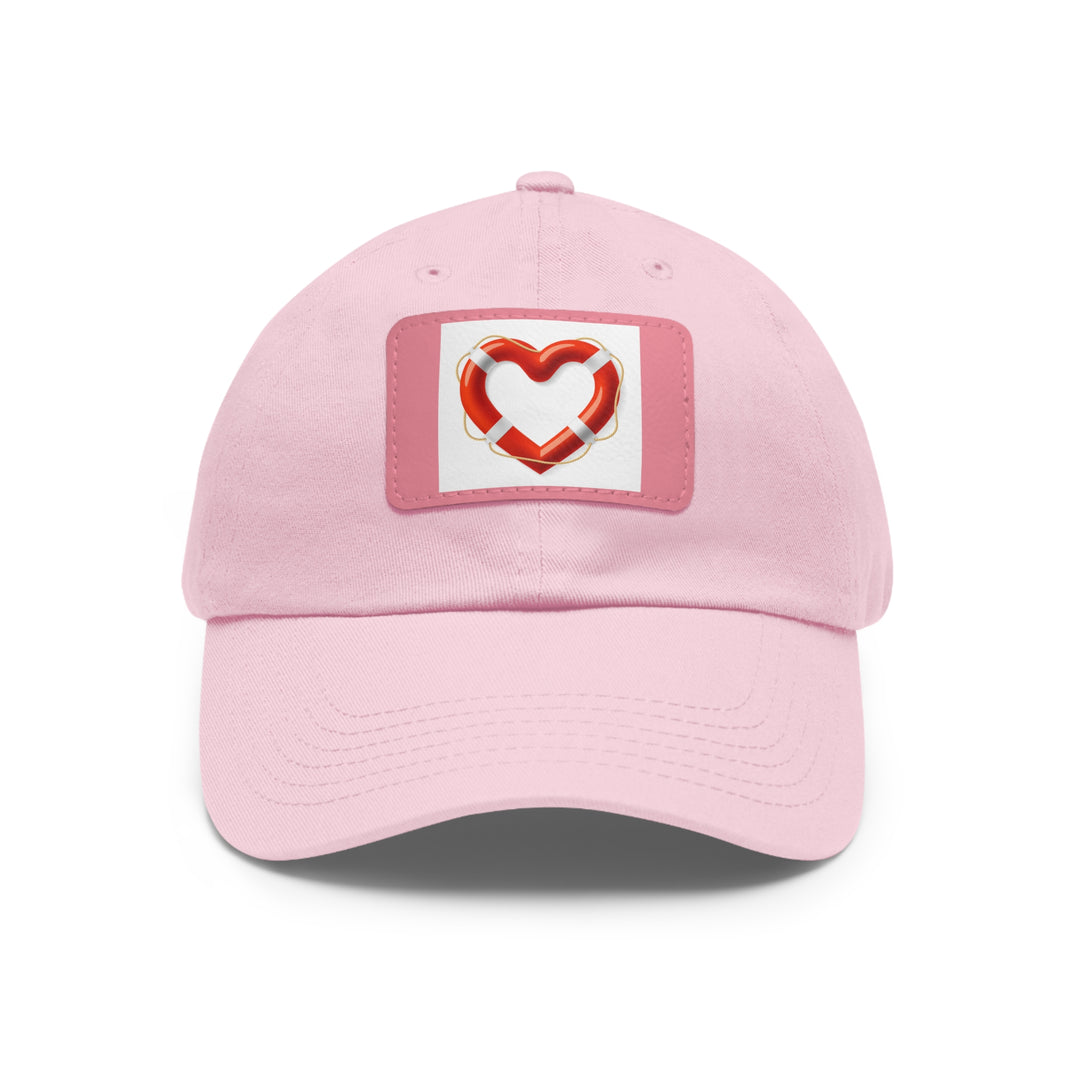 Heart Life Raft Dad Hat with Leather Patch (Rectangle)