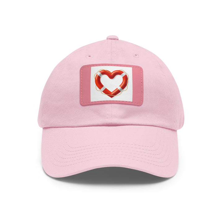 Heart Life Raft Dad Hat with Leather Patch (Rectangle)