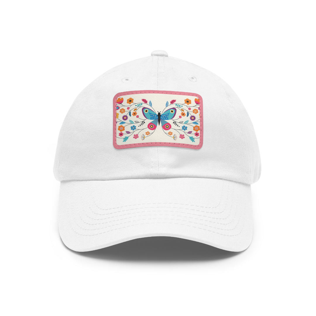 Butterfly Art Dad Hat with Leather Patch (Rectangle)