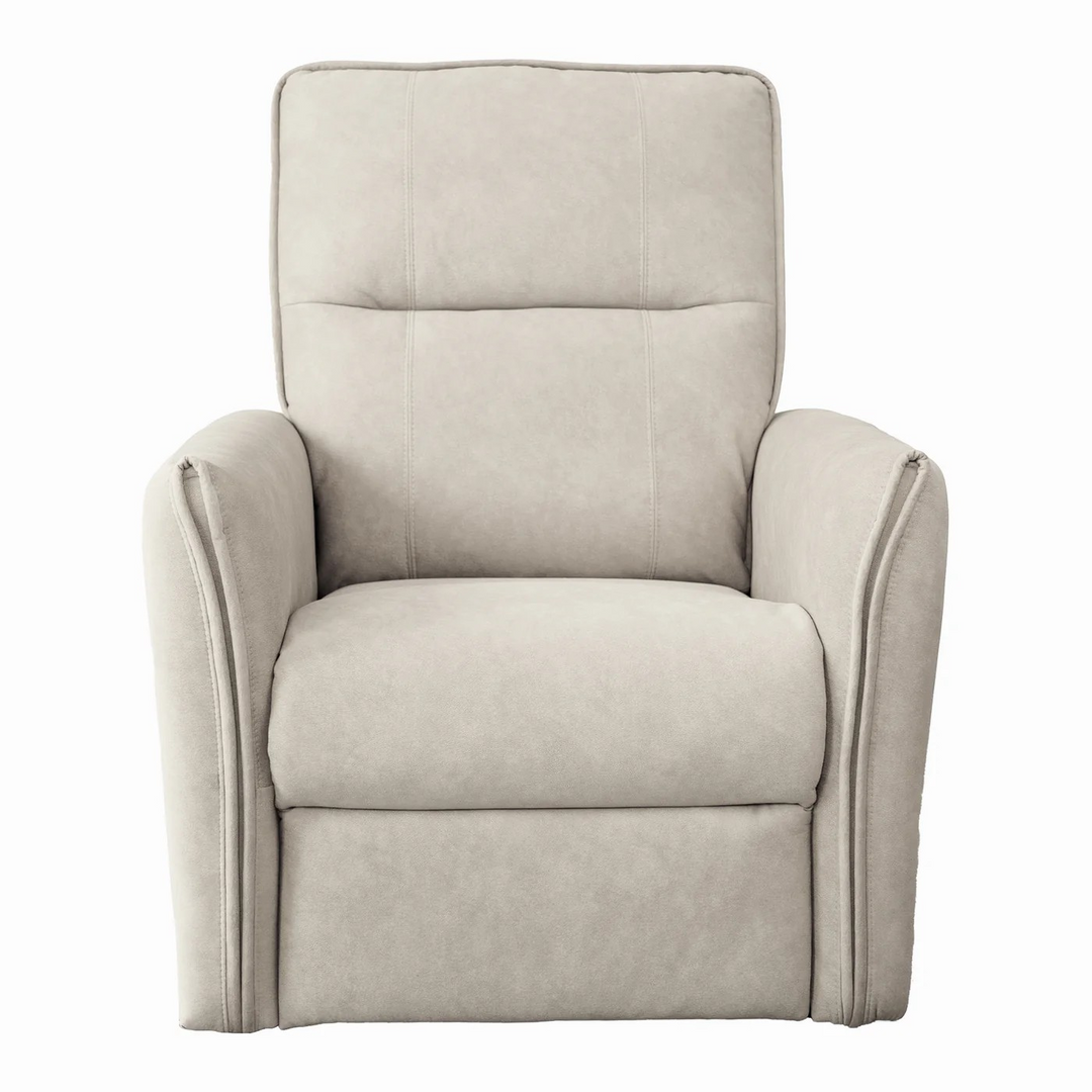 Asheville Cream Suede Recliner Chair Front View.