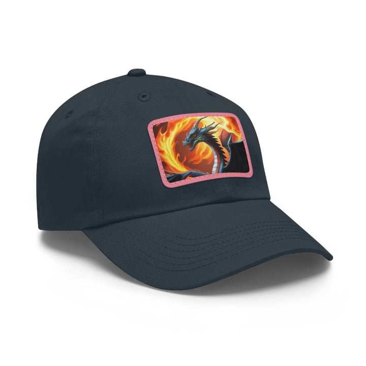 Dragon Fire Dad Hat with Leather Patch (Rectangle)