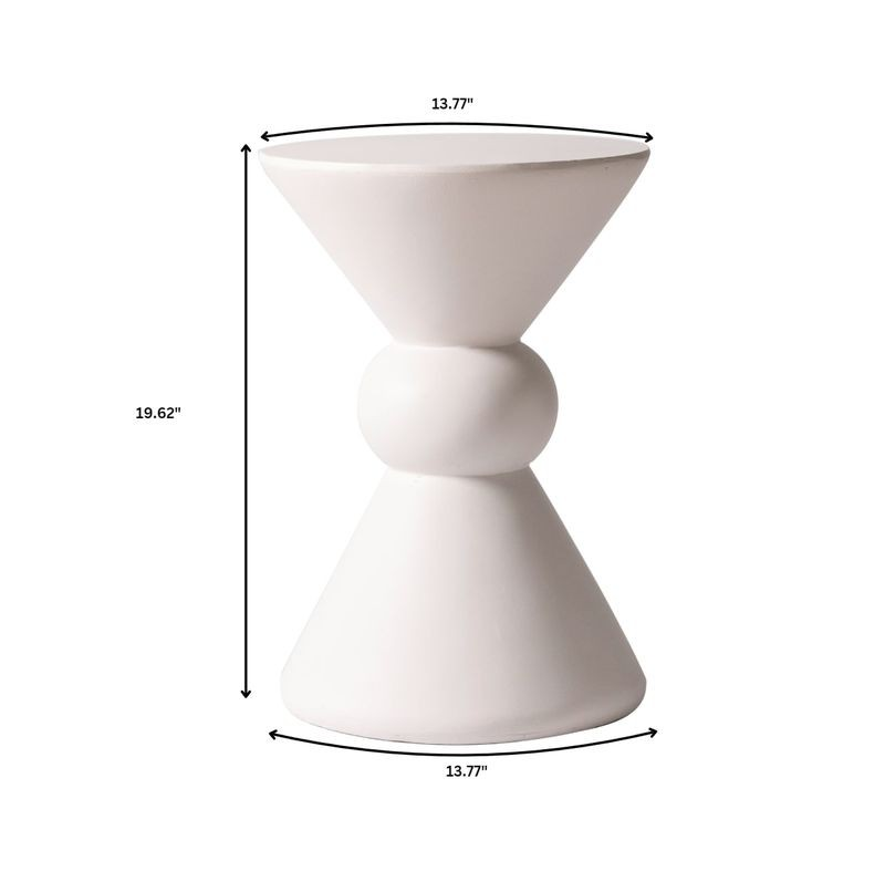 LeisureMod Echo Collection Fiberglass Outdoor Side Table in Cream Dimensions.