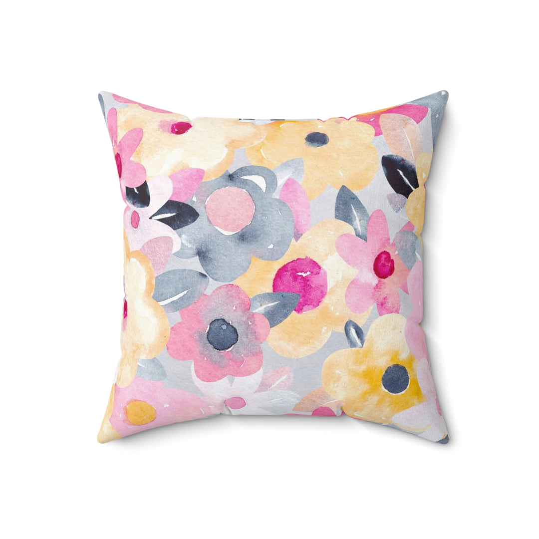 Plentiful Flowers Faux Suede Square Pillow