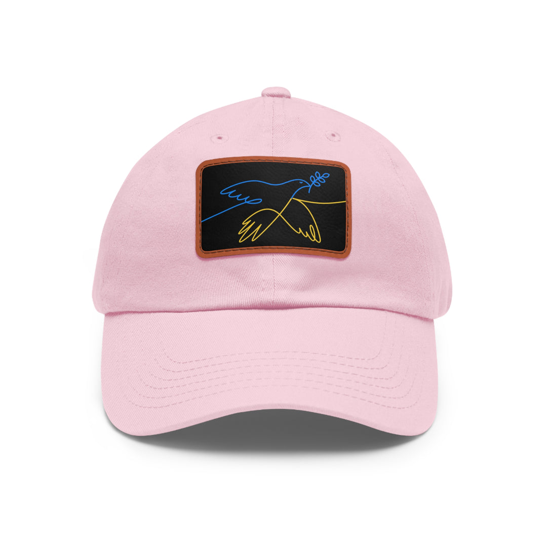 Dove and Leaf Dad Hat with Leather Patch (Rectangle)