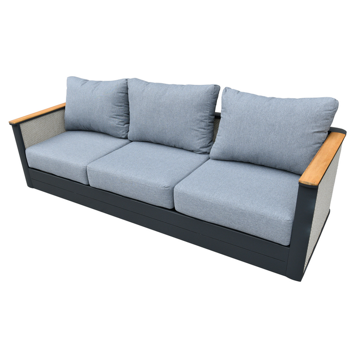 LeisureMod 4-Piece Conversation Set with Coffee Table, Sofa, and 2 Accent Chairs in Black Arvin Collection Black Couch.