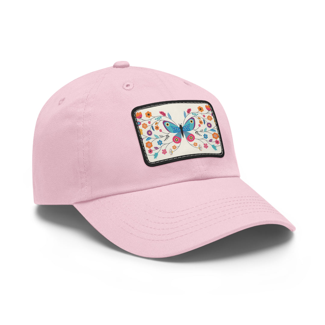 Butterfly Art Dad Hat with Leather Patch (Rectangle)