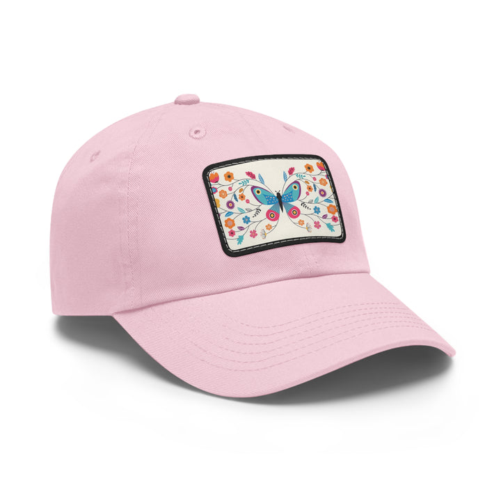 Butterfly Art Dad Hat with Leather Patch (Rectangle)