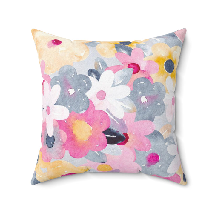 Plentiful Flowers Faux Suede Square Pillow