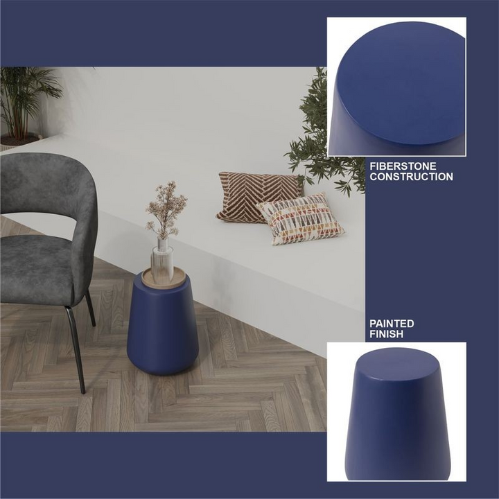Leisuremod Modern Side End Table Glint Series in Saphire Blue Details.