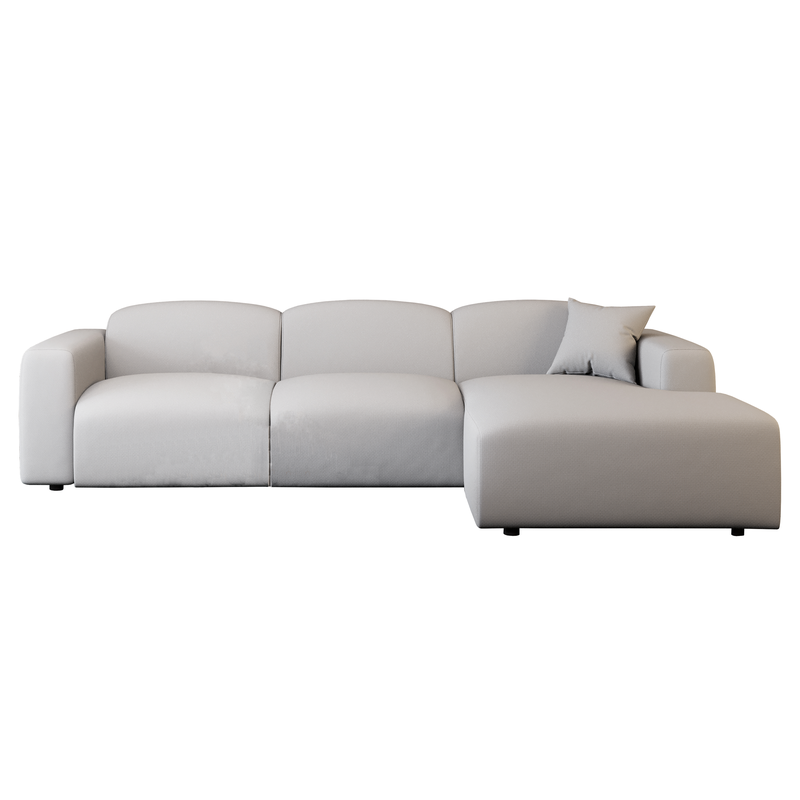 LeisureMod Whisper 4-Seater Conversation Set with a Chaise Lounge Chair in Beige