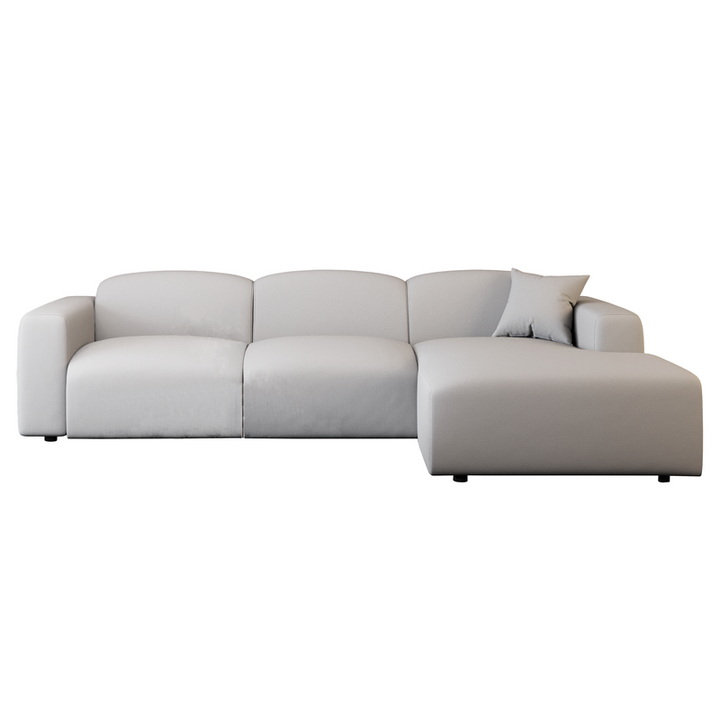 LeisureMod Whisper 4-Seater Conversation Set with a Chaise Lounge Chair in Beige