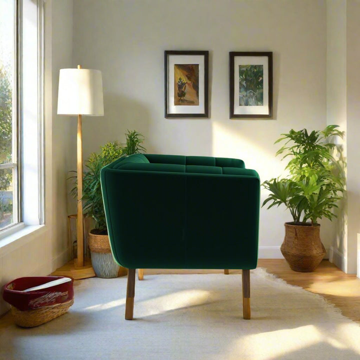 Addison Lounge Chair (Dark Green Velvet) Side View