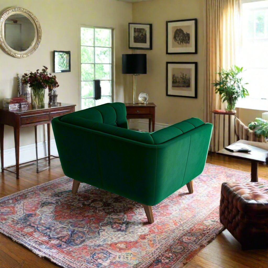 Addison Lounge Chair (Dark Green Velvet) Back