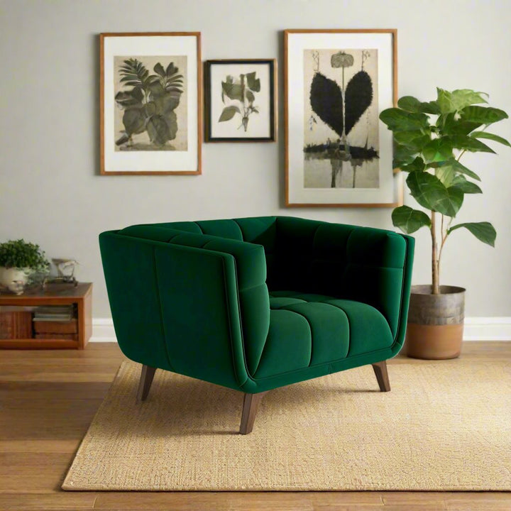 Addison Lounge Chair (Dark Green Velvet) Right Angle View