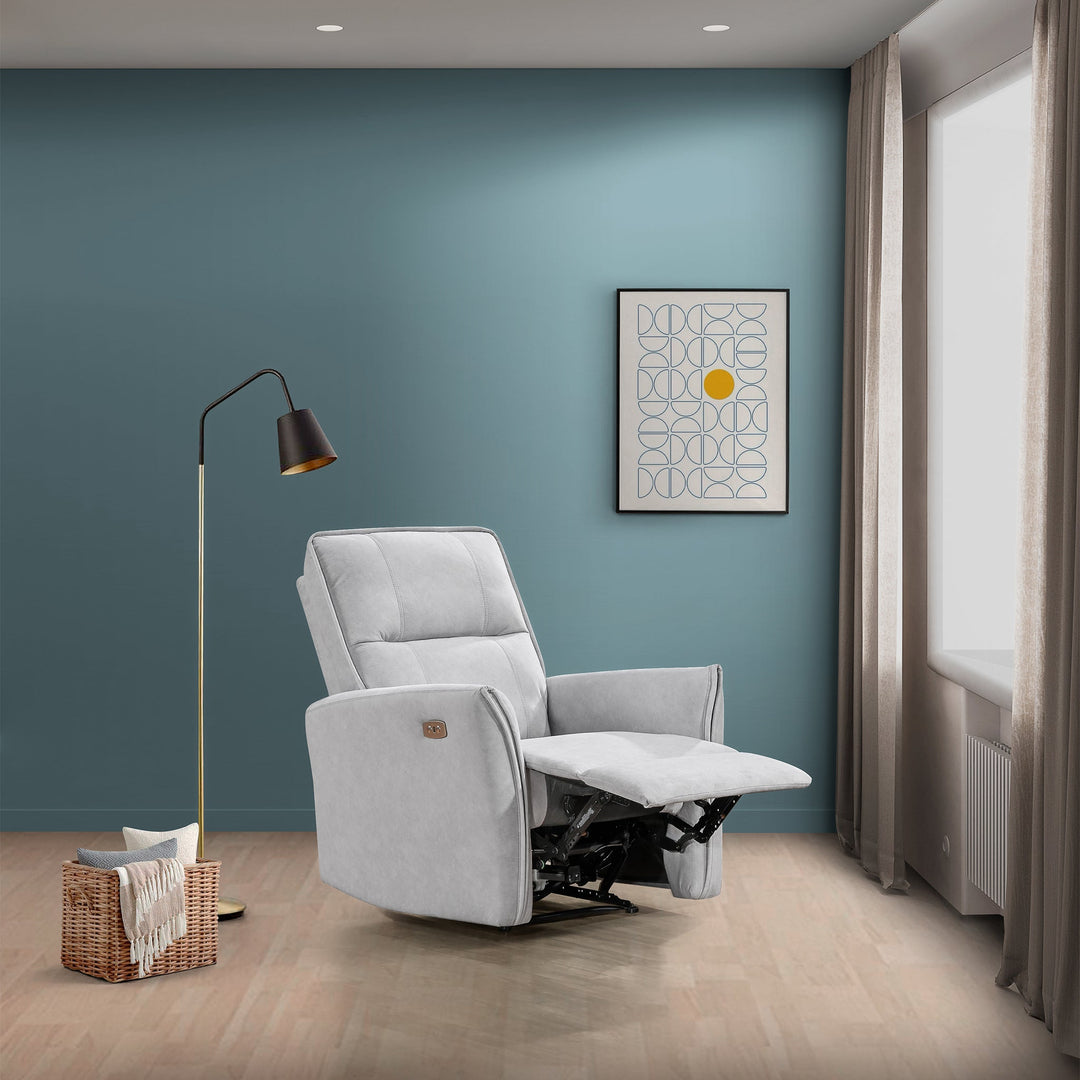 Asheville Grey Suede Recliner Chair Reclined