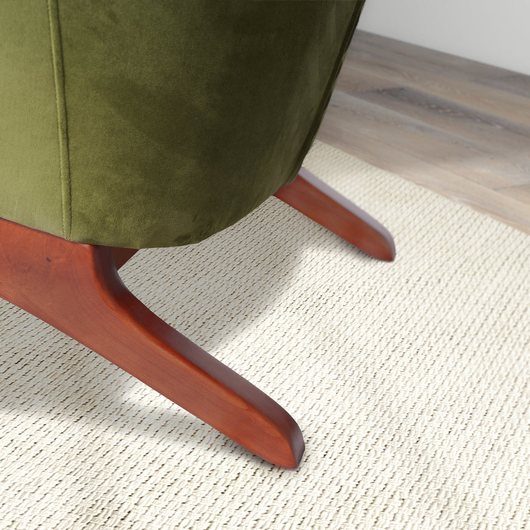 Brayden Olive Green Velvet Lounge Chair Zoomed Legs