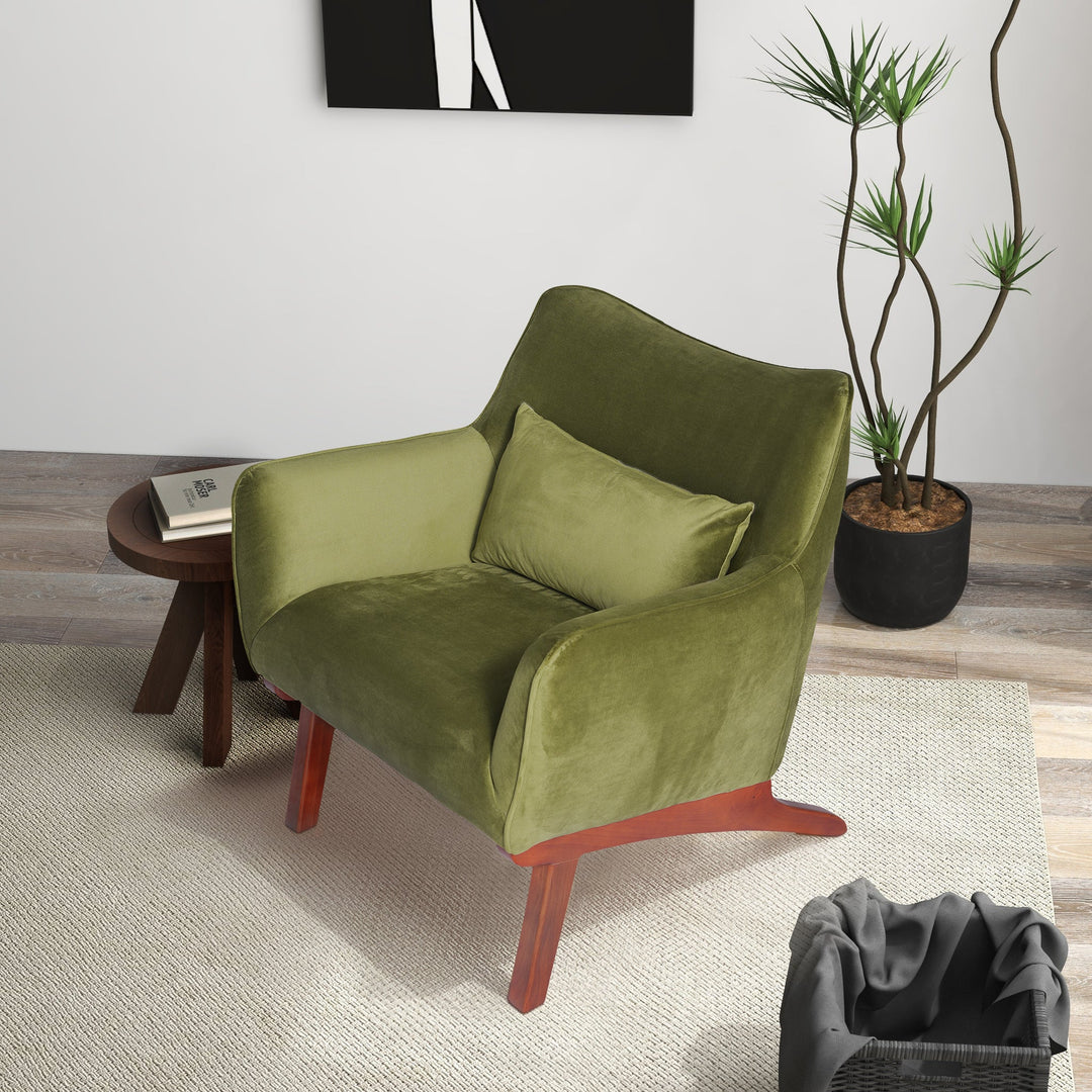 Brayden Olive Green Velvet Lounge Chair Left Angle