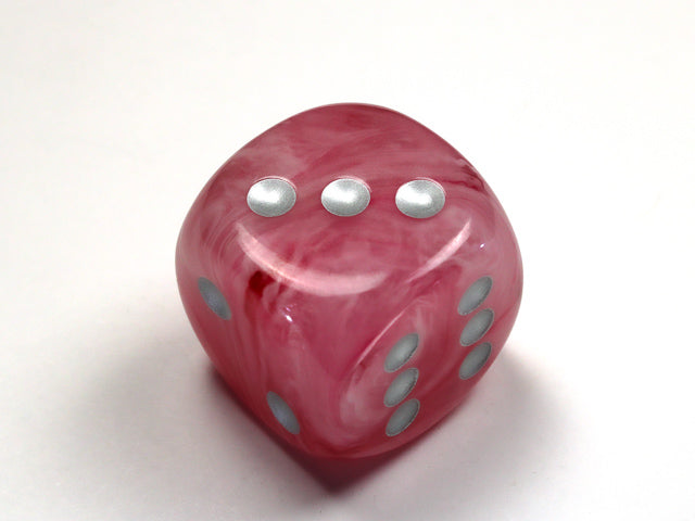 Ghostly Glow™ 30mm w/pips Pink/silver d6 Dice (sold per die)
