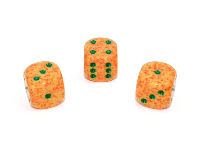 Lotus Speckled® 16mm w/pips Lotus™ d6 Yellow/Orange/Green | Sold per die