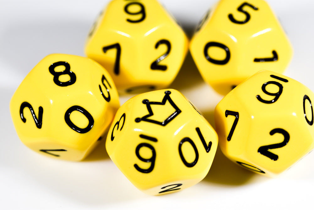 Opaque Yellow/black Crown d12