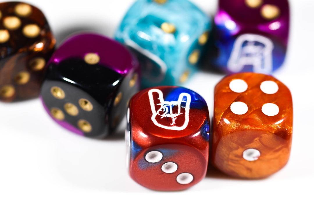 Horns d6 Custom Pipped Dice | Rock & Roll Dice Head Banging Dice!