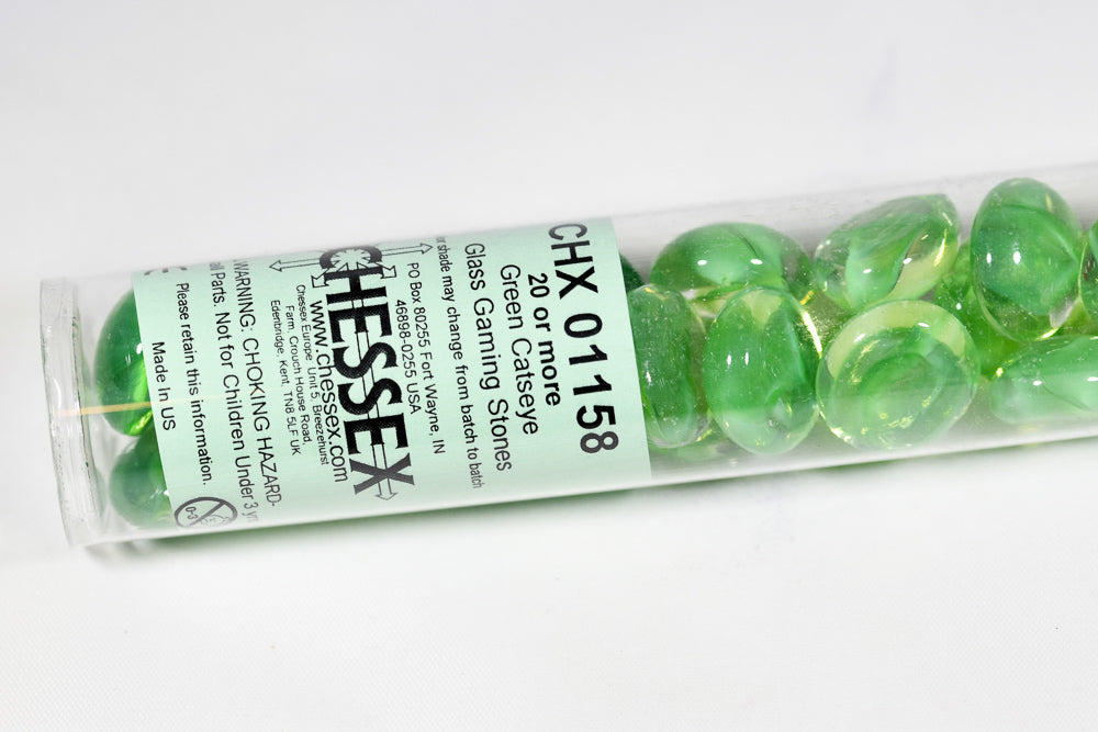 20+ Green Catseye Glass Gaming Stones Counters