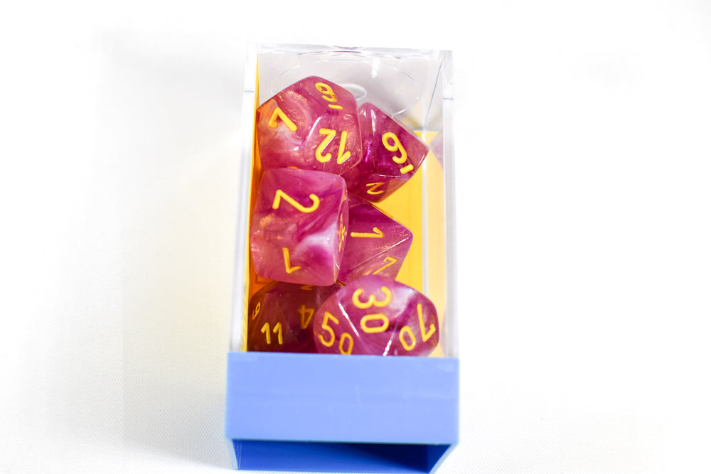 Leaf Fuschia/Yellow Luminary 7-Die Set Lab Dice | Out of Print OOP