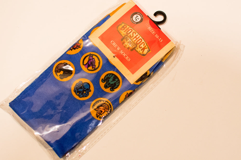 Bioshock Infinite Crew Socks Mens Size 10-13 Blue Loot Crate Exclusive