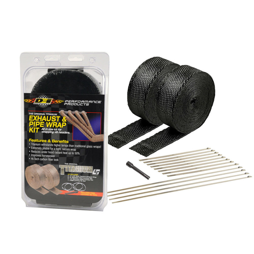 Exhaust and Pipe Wrap Kit Black Titanium
