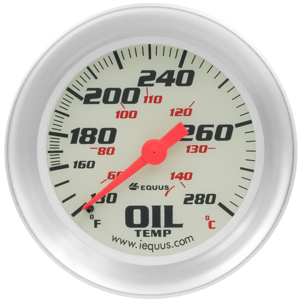 2-5/8 Dia Oil Temp Gauge Silver 130-280