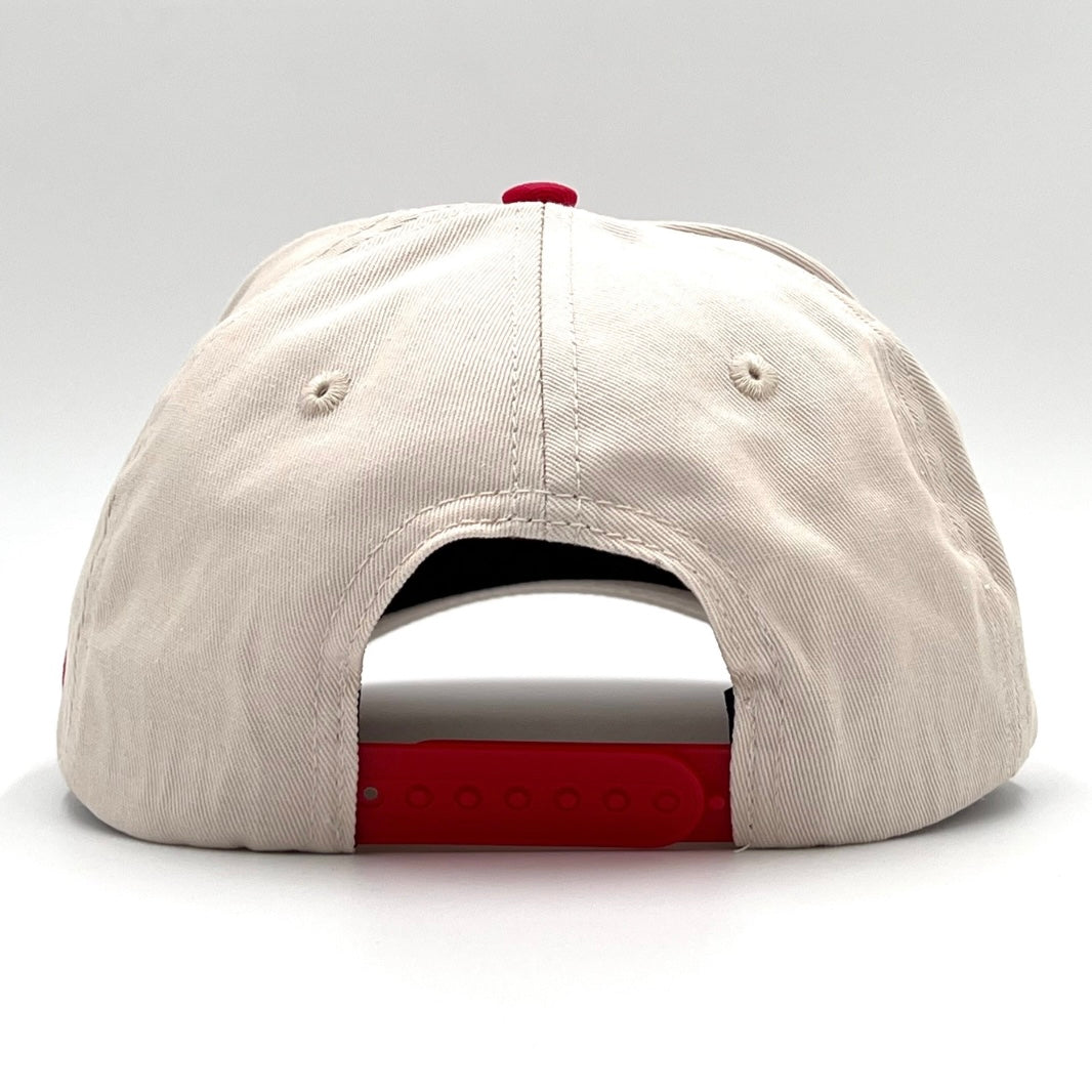 ‘JUST JESUS’ Premium Snapback - Cream/Red