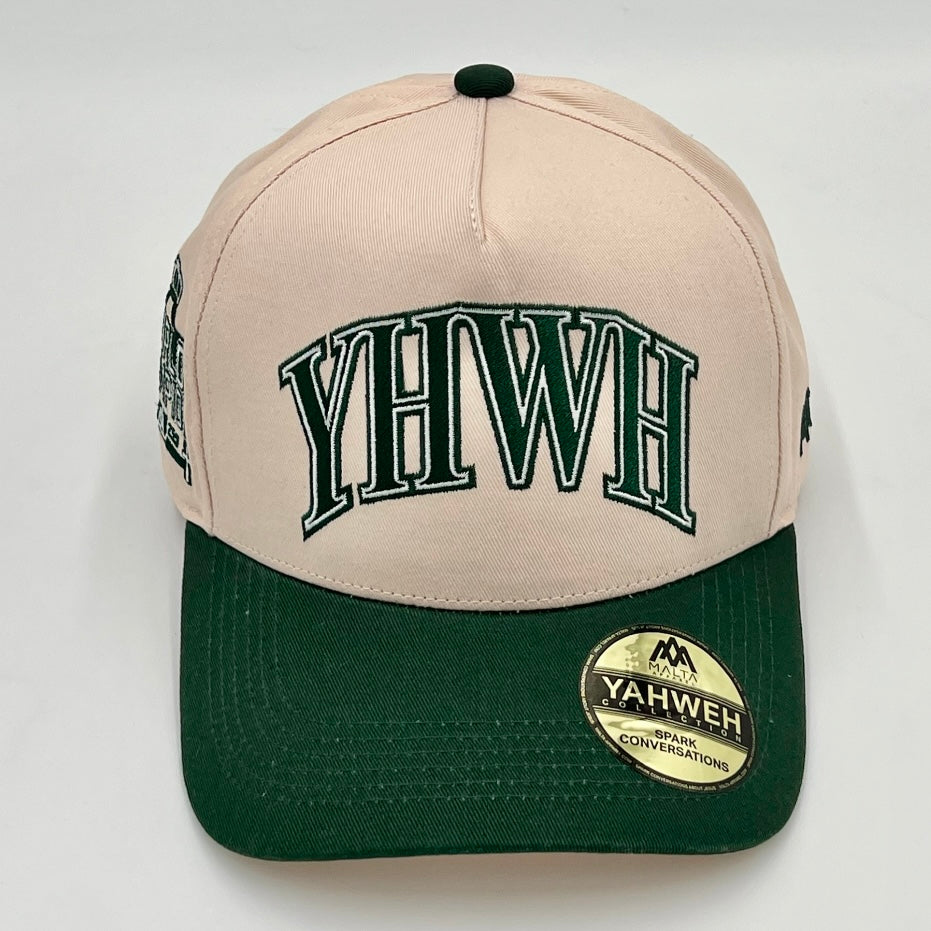 ‘YHWH’ Structured Snapback - Cream/Billiard Green