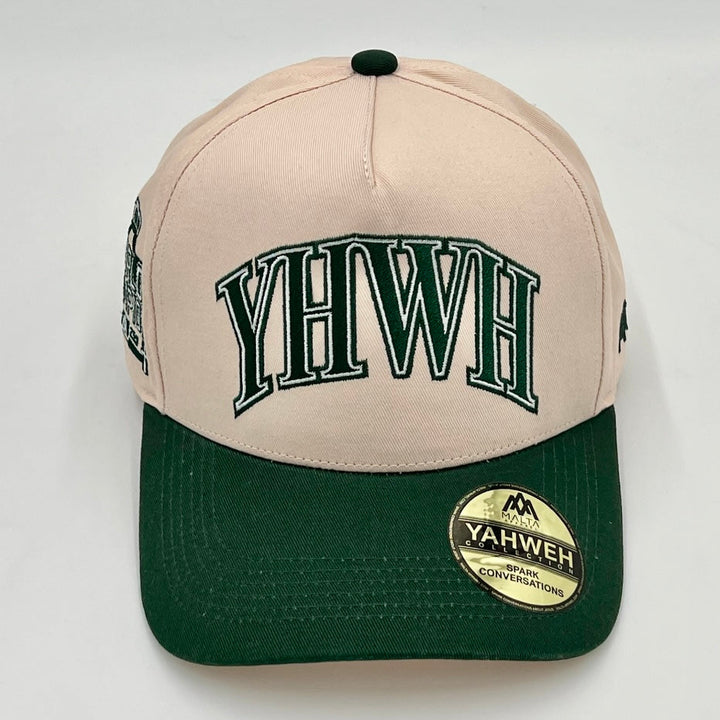 ‘YHWH’ Structured Snapback - Cream/Billiard Green