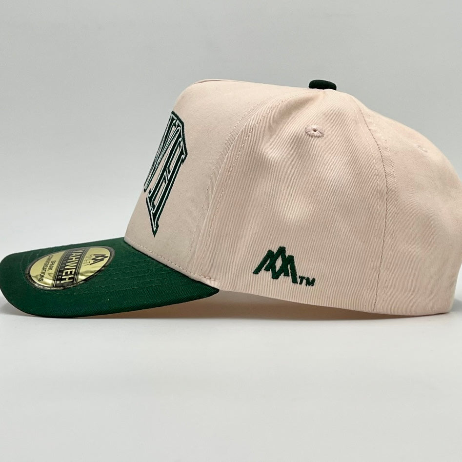 ‘YHWH’ Structured Snapback - Cream/Billiard Green