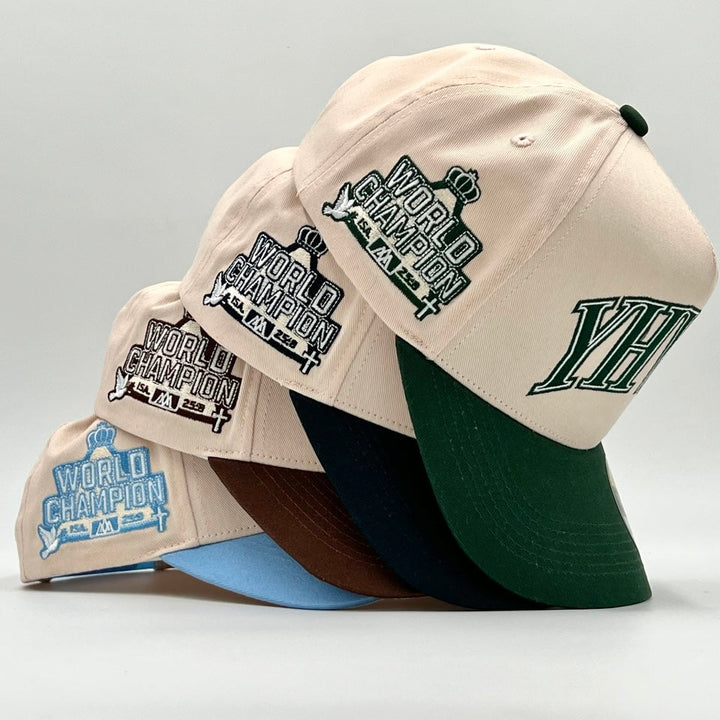 ‘YHWH’ Structured Snapback - Cream/Billiard Green