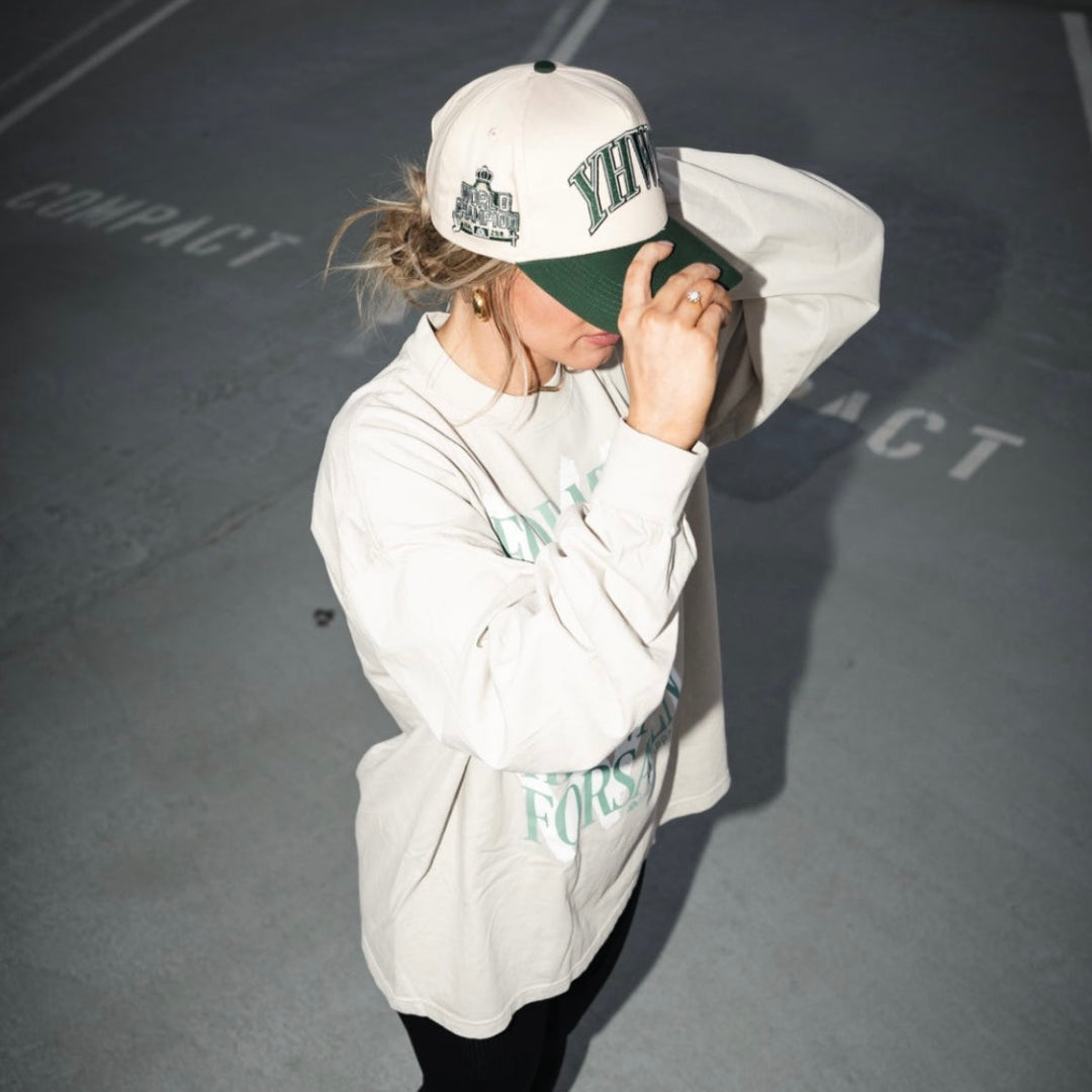 ‘YHWH’ Structured Snapback - Cream/Billiard Green