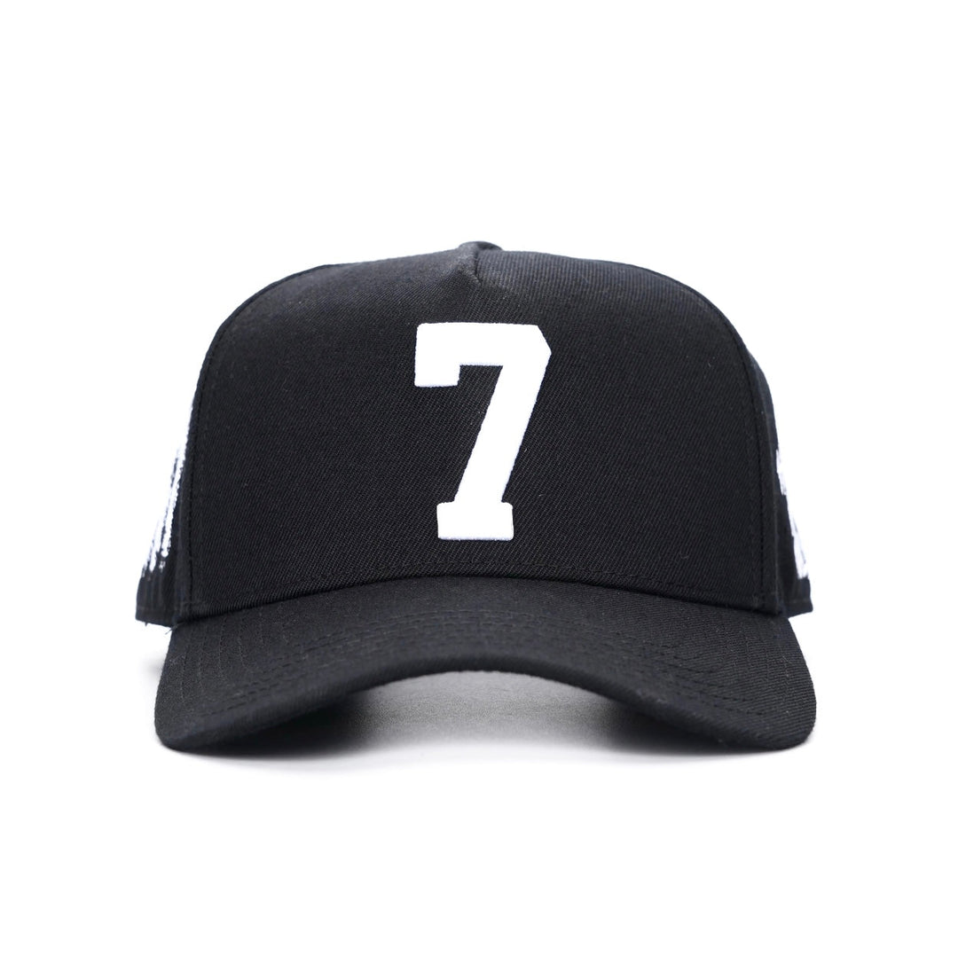 ‘7’ Premium Wool Blend Snapback - Black/White