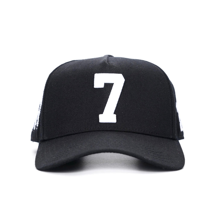 ‘7’ Premium Wool Blend Snapback - Black/White