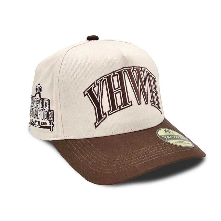 ‘YHWH’ Structured Snapback - Cream/Brown
