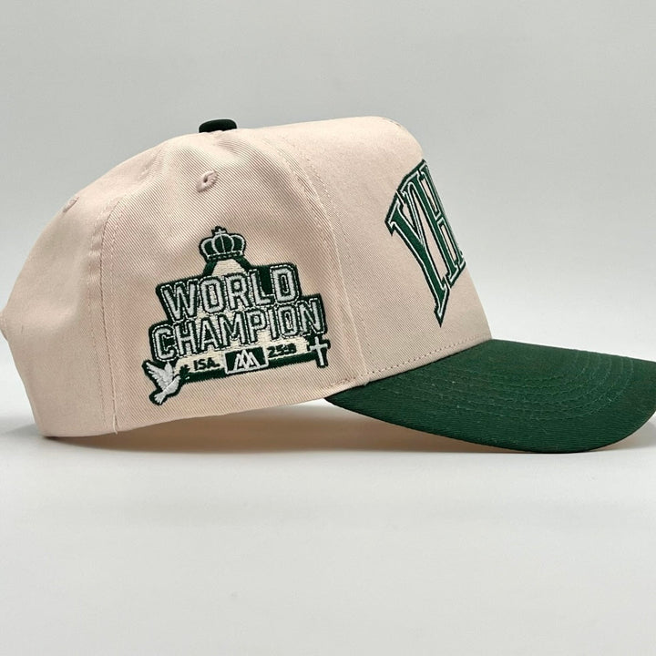 ‘YHWH’ Structured Snapback - Cream/Billiard Green