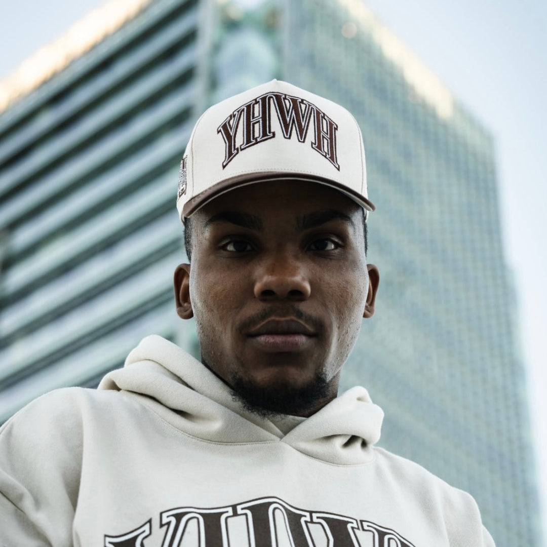 ‘YHWH’ Structured Snapback - Cream/Brown