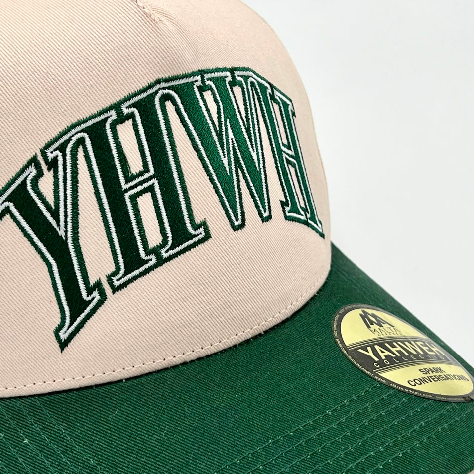 ‘YHWH’ Structured Snapback - Cream/Billiard Green