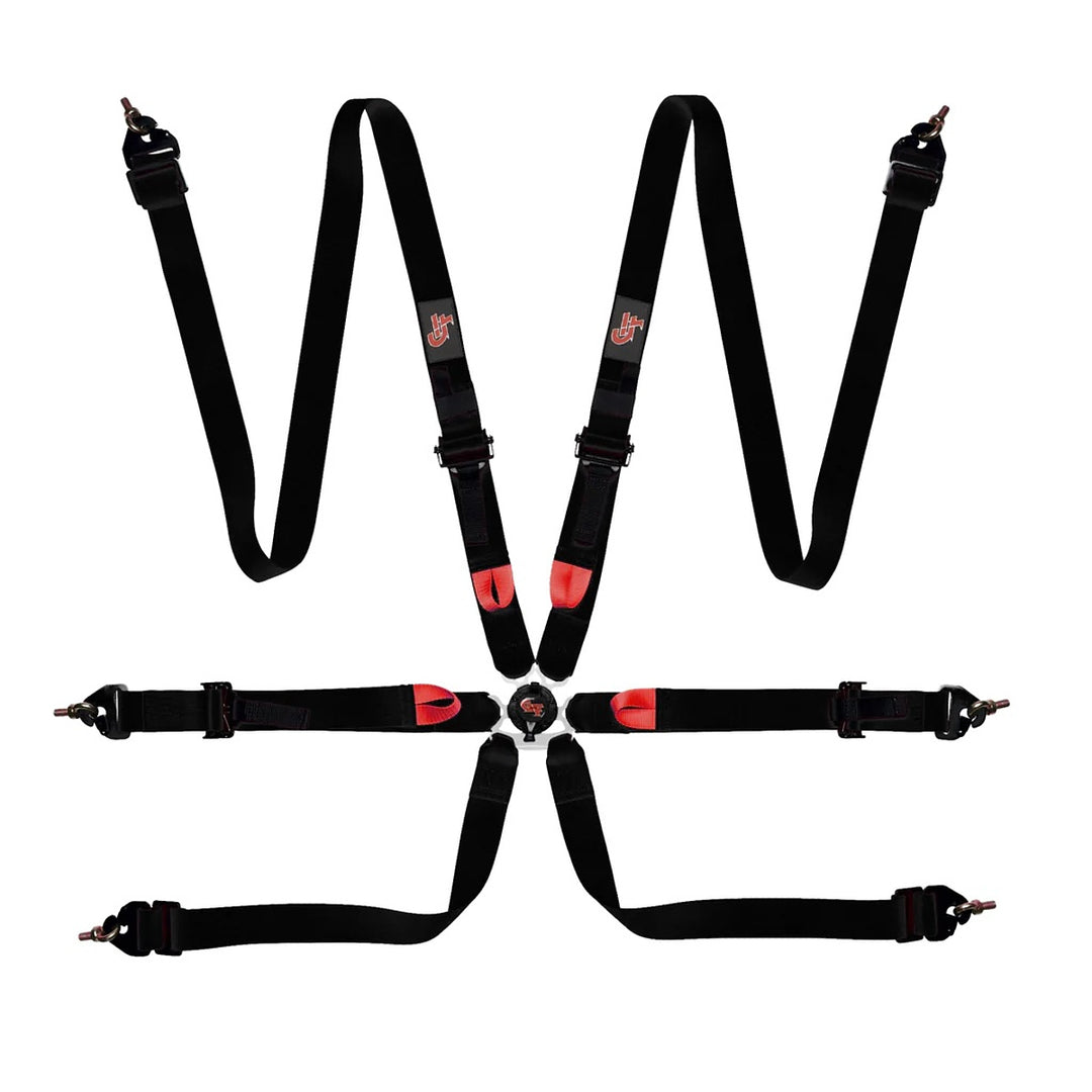 Harness 6-pt Black 2in Individual Shoulder P/U Lap