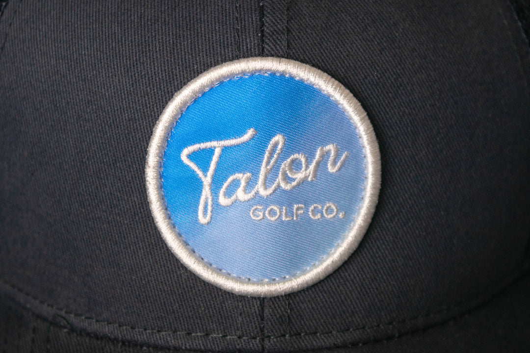 Fade to Blue Trucker Hat Closeup.